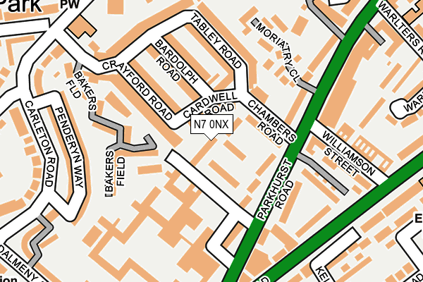 N7 0NX map - OS OpenMap – Local (Ordnance Survey)