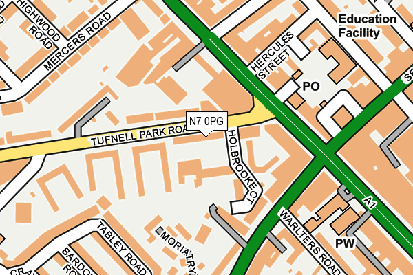 N7 0PG map - OS OpenMap – Local (Ordnance Survey)