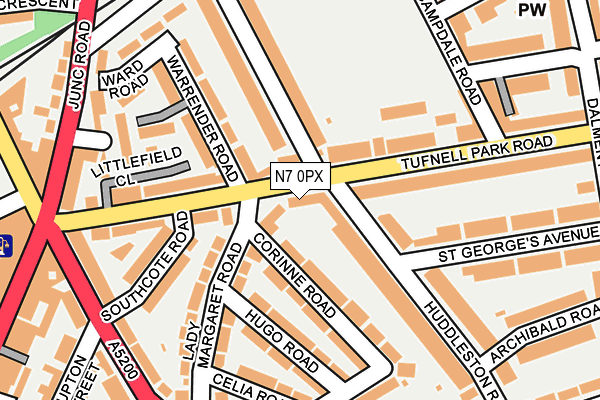 N7 0PX map - OS OpenMap – Local (Ordnance Survey)