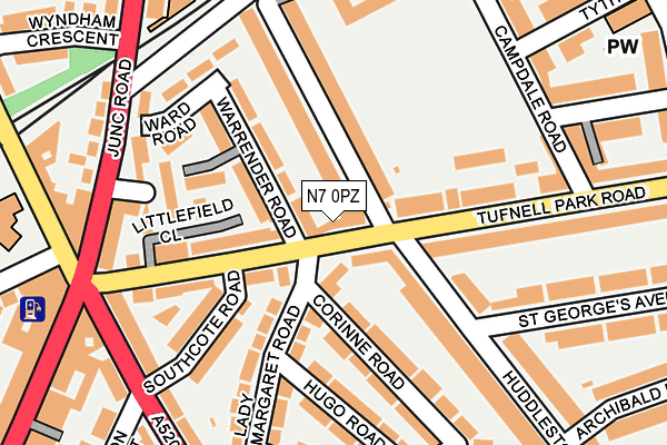 N7 0PZ map - OS OpenMap – Local (Ordnance Survey)