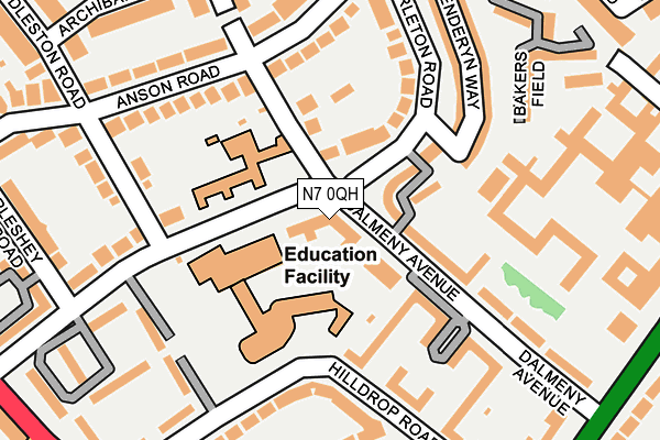 N7 0QH map - OS OpenMap – Local (Ordnance Survey)