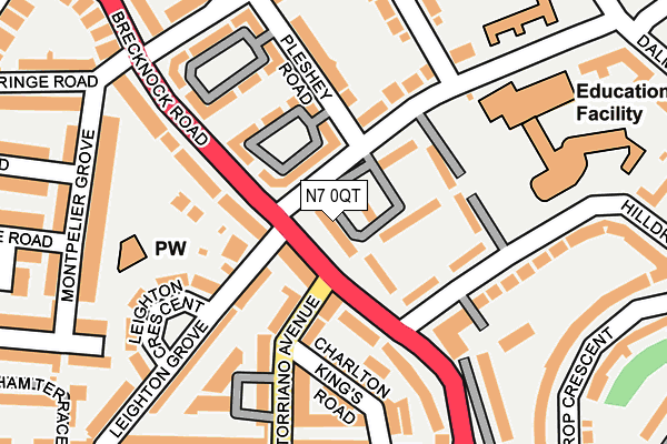N7 0QT map - OS OpenMap – Local (Ordnance Survey)