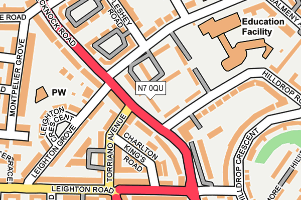 N7 0QU map - OS OpenMap – Local (Ordnance Survey)