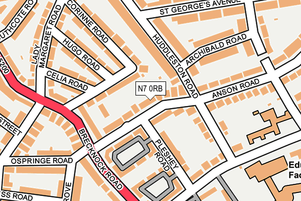 N7 0RB map - OS OpenMap – Local (Ordnance Survey)