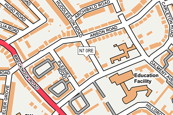 N7 0RE map - OS OpenMap – Local (Ordnance Survey)