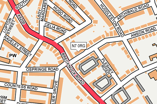N7 0RG map - OS OpenMap – Local (Ordnance Survey)