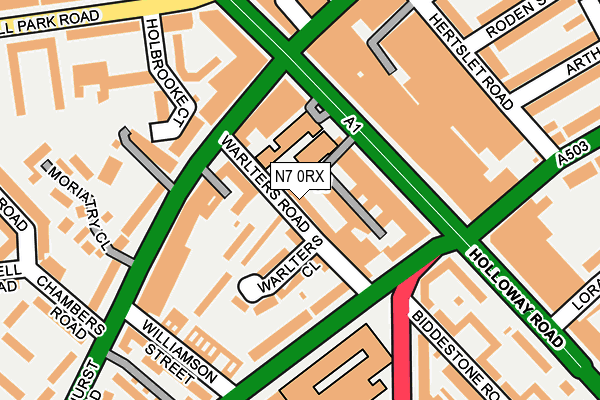 N7 0RX map - OS OpenMap – Local (Ordnance Survey)