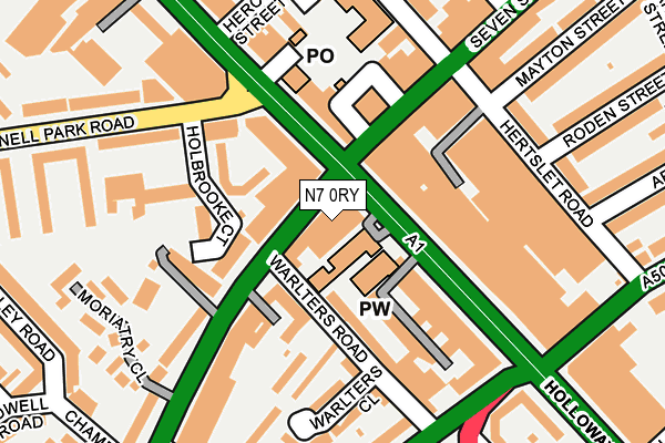 N7 0RY map - OS OpenMap – Local (Ordnance Survey)