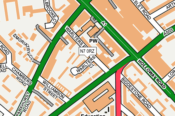 N7 0RZ map - OS OpenMap – Local (Ordnance Survey)
