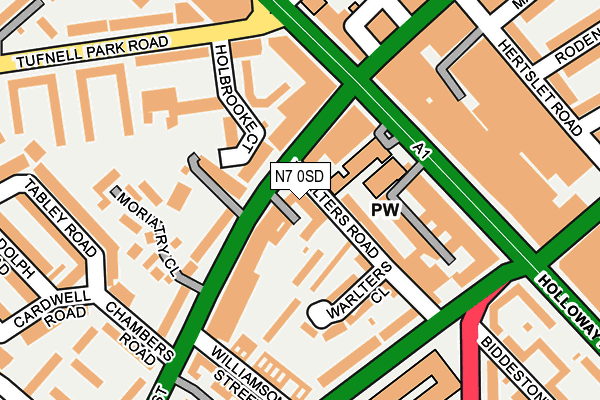 N7 0SD map - OS OpenMap – Local (Ordnance Survey)