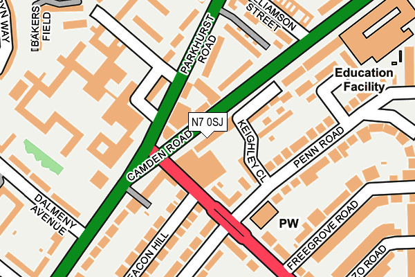 N7 0SJ map - OS OpenMap – Local (Ordnance Survey)