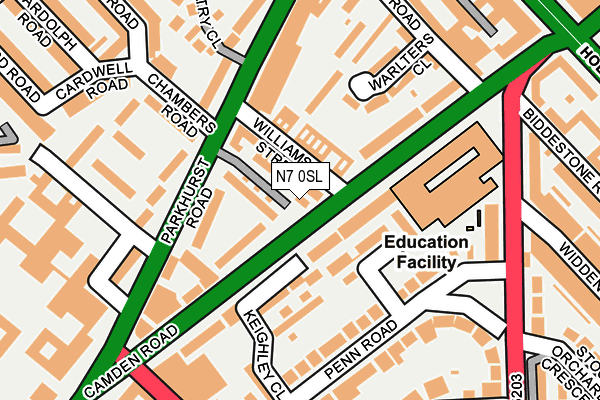 N7 0SL map - OS OpenMap – Local (Ordnance Survey)