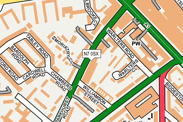 N7 0SX map - OS OpenMap – Local (Ordnance Survey)