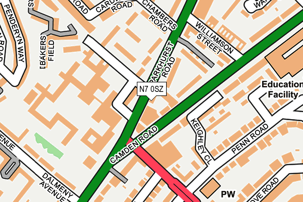 N7 0SZ map - OS OpenMap – Local (Ordnance Survey)