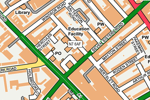 N7 6AF map - OS OpenMap – Local (Ordnance Survey)