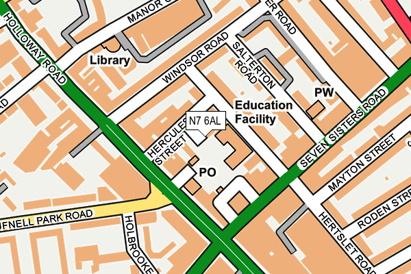 N7 6AL map - OS OpenMap – Local (Ordnance Survey)