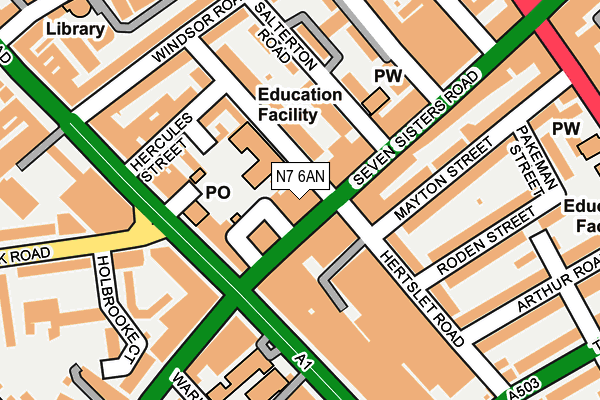 N7 6AN map - OS OpenMap – Local (Ordnance Survey)