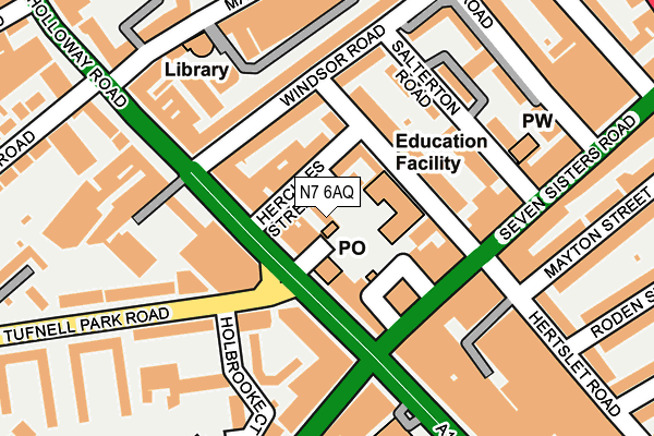 N7 6AQ map - OS OpenMap – Local (Ordnance Survey)