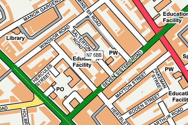 N7 6BB map - OS OpenMap – Local (Ordnance Survey)