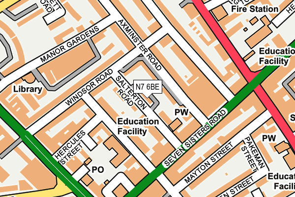 N7 6BE map - OS OpenMap – Local (Ordnance Survey)