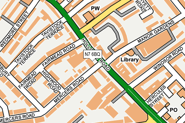 N7 6BQ map - OS OpenMap – Local (Ordnance Survey)