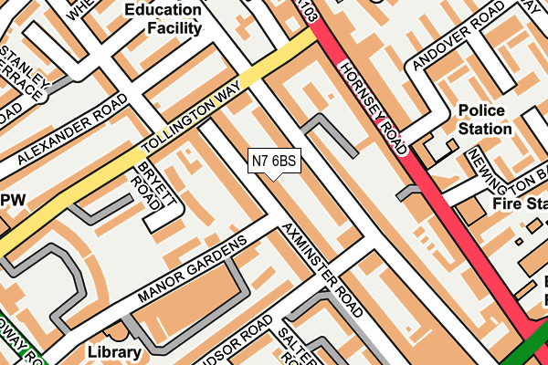 N7 6BS map - OS OpenMap – Local (Ordnance Survey)