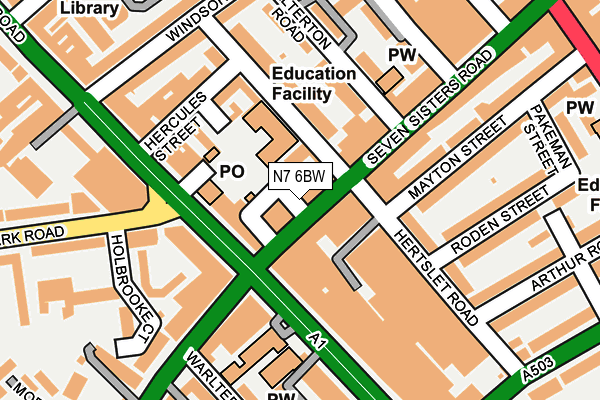 N7 6BW map - OS OpenMap – Local (Ordnance Survey)