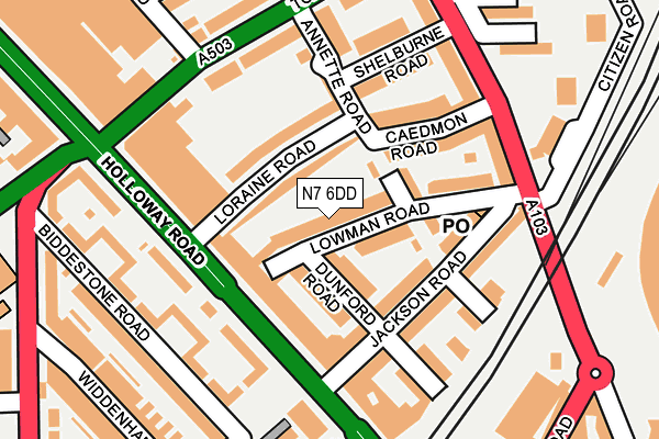 N7 6DD map - OS OpenMap – Local (Ordnance Survey)