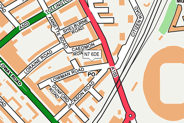 N7 6DE map - OS OpenMap – Local (Ordnance Survey)