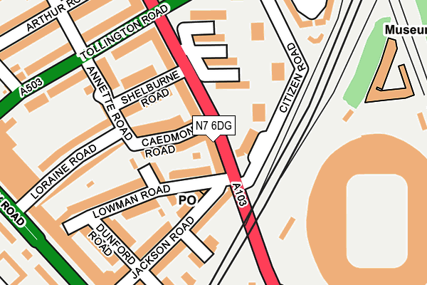 N7 6DG map - OS OpenMap – Local (Ordnance Survey)