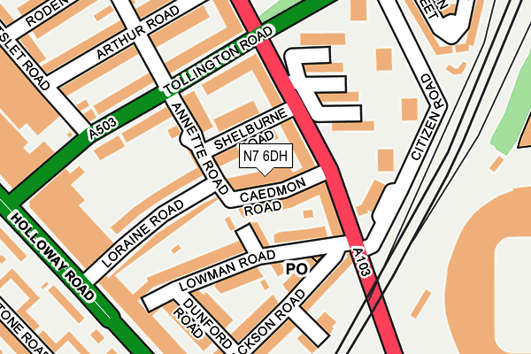 N7 6DH map - OS OpenMap – Local (Ordnance Survey)