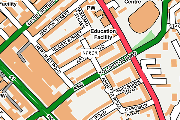 N7 6DR map - OS OpenMap – Local (Ordnance Survey)