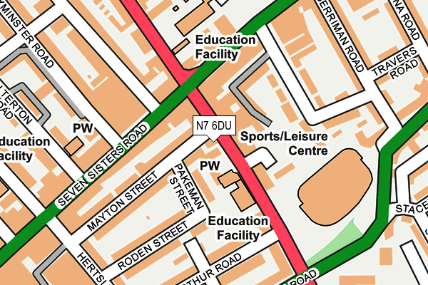 N7 6DU map - OS OpenMap – Local (Ordnance Survey)