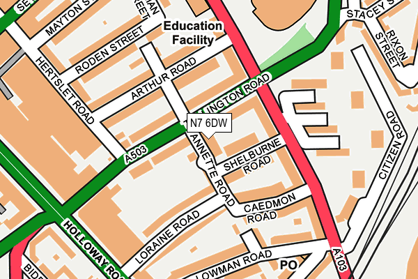 N7 6DW map - OS OpenMap – Local (Ordnance Survey)
