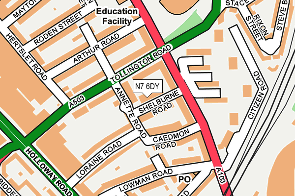 N7 6DY map - OS OpenMap – Local (Ordnance Survey)