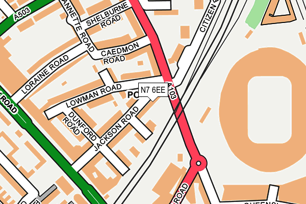 N7 6EE map - OS OpenMap – Local (Ordnance Survey)