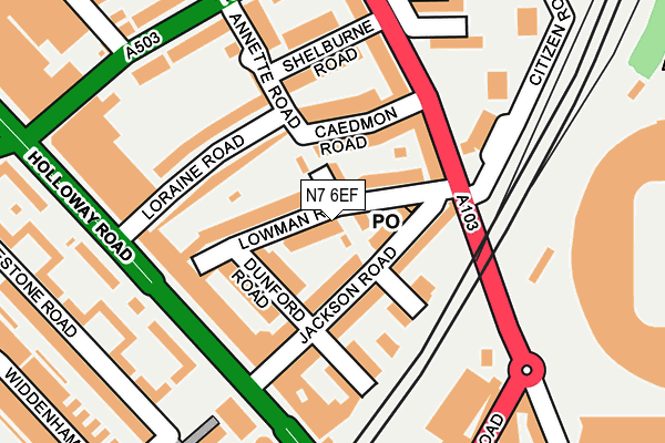 N7 6EF map - OS OpenMap – Local (Ordnance Survey)