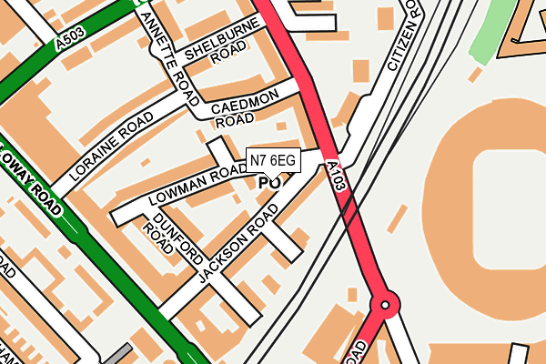 N7 6EG map - OS OpenMap – Local (Ordnance Survey)