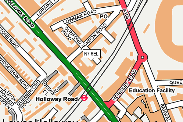 N7 6EL map - OS OpenMap – Local (Ordnance Survey)