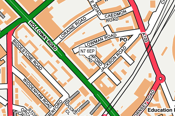 N7 6EP map - OS OpenMap – Local (Ordnance Survey)