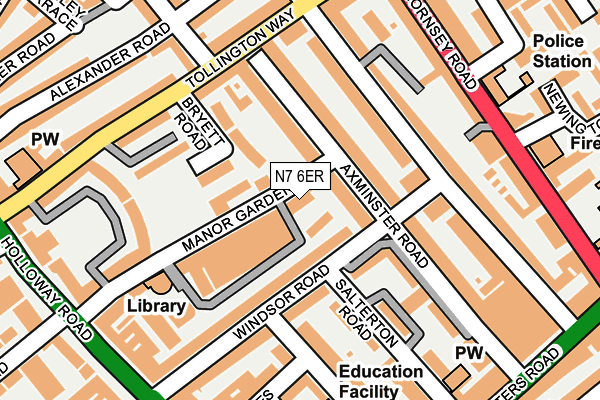 N7 6ER map - OS OpenMap – Local (Ordnance Survey)