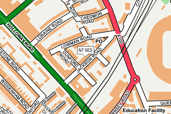 N7 6ES map - OS OpenMap – Local (Ordnance Survey)