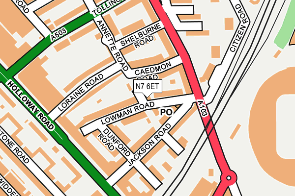 N7 6ET map - OS OpenMap – Local (Ordnance Survey)