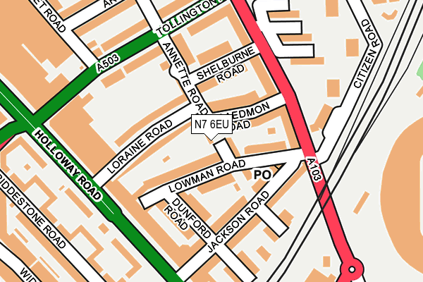 N7 6EU map - OS OpenMap – Local (Ordnance Survey)