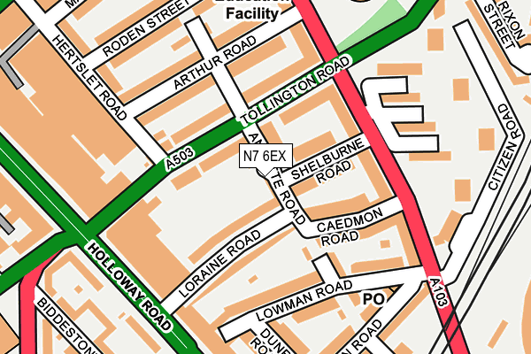 N7 6EX map - OS OpenMap – Local (Ordnance Survey)