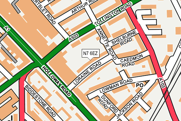 N7 6EZ map - OS OpenMap – Local (Ordnance Survey)