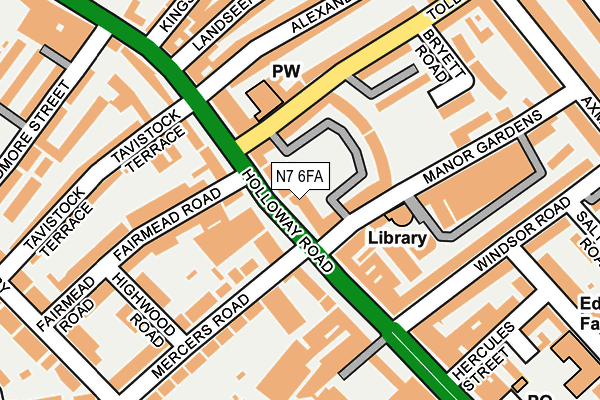 N7 6FA map - OS OpenMap – Local (Ordnance Survey)