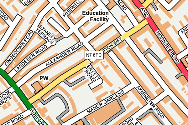 N7 6FD map - OS OpenMap – Local (Ordnance Survey)