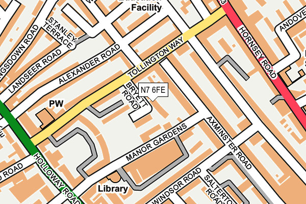 N7 6FE map - OS OpenMap – Local (Ordnance Survey)