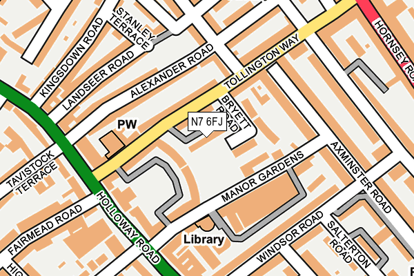 N7 6FJ map - OS OpenMap – Local (Ordnance Survey)